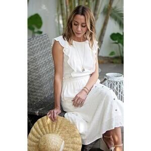 Gibson x The Motherchic Virginia Ruffle Tank Ivy Cloud Swiss Dot X-Small